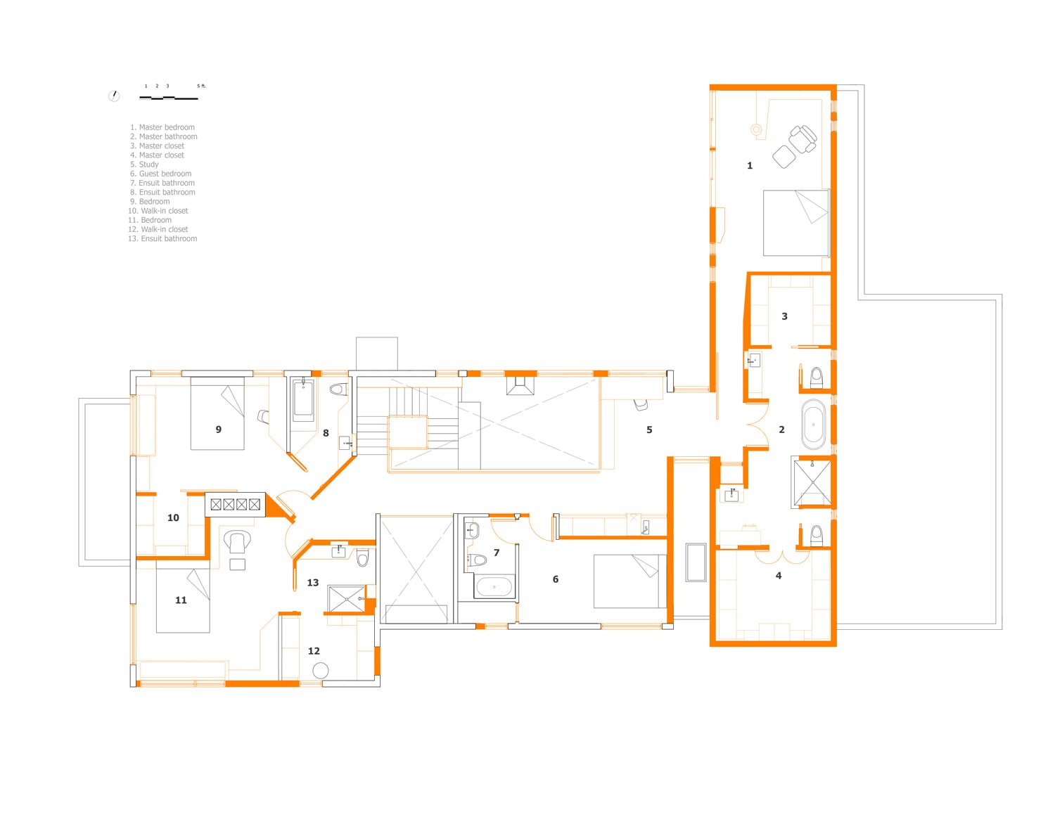 Unit 7 Architecture | Residential - Handsart Residence ZT - SECOND FLOOR PLAN