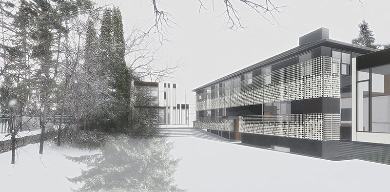 Unit 7 Architecture | Residential - Handsart Residence ZT - WINTER RENDERING FROM BACKYARD