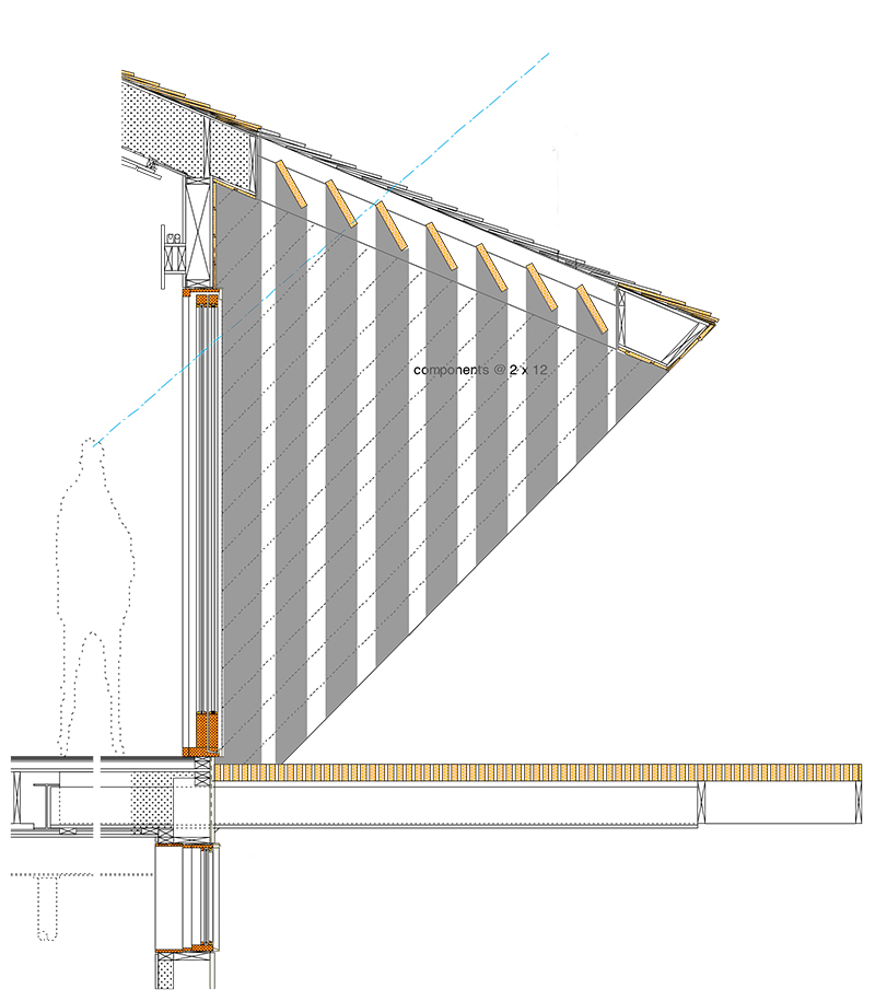 Unit 7 Architecture | Projects - Victoria Beach Summer Home V - WALL SECTION THROUGH LAKE ROOM AND NEW CANTILEVERED DECK