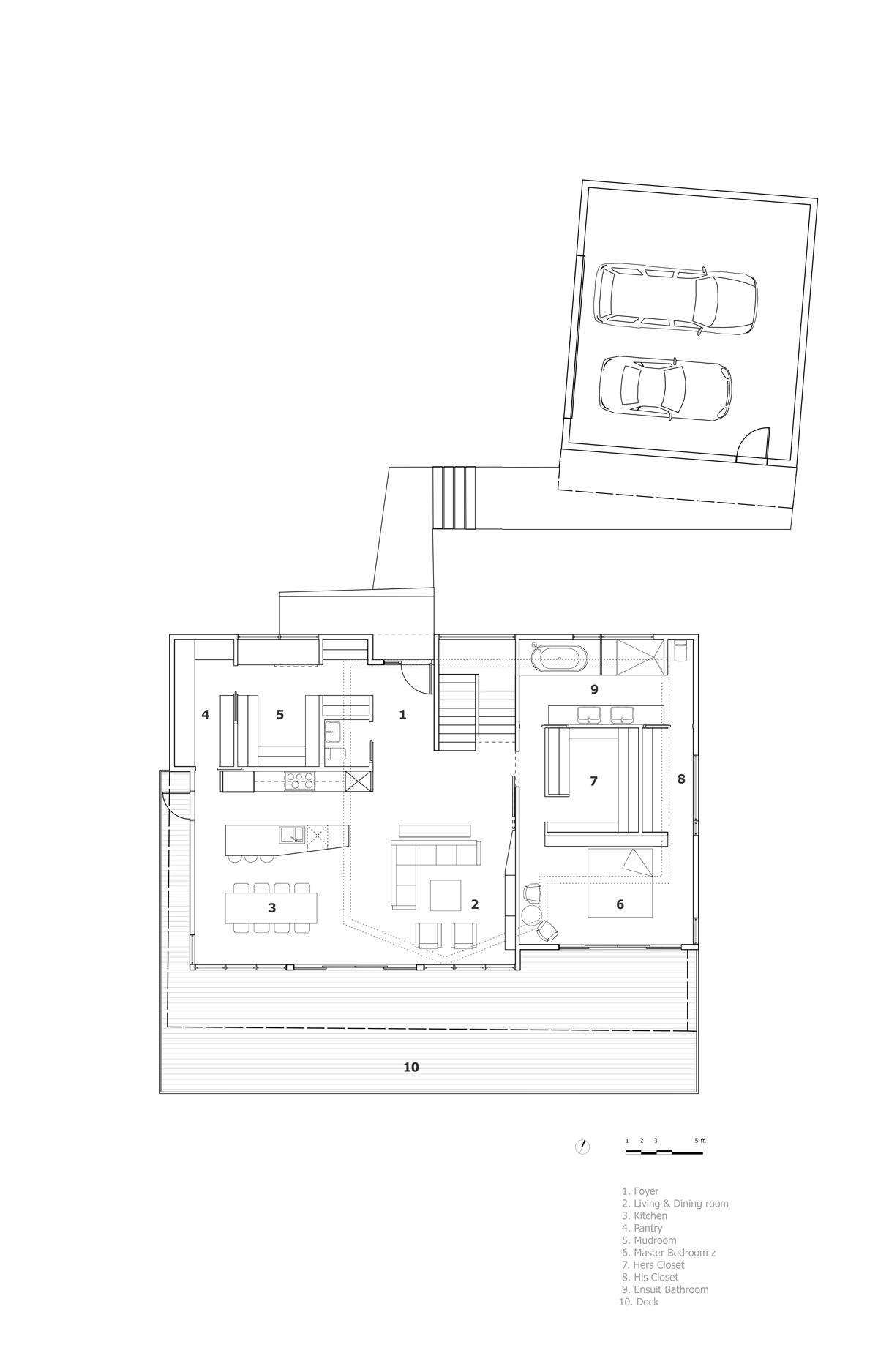 Unit 7 Architecture | Projects - Lake of the Prairies Summer Home - MAIN FLOOR PLAN